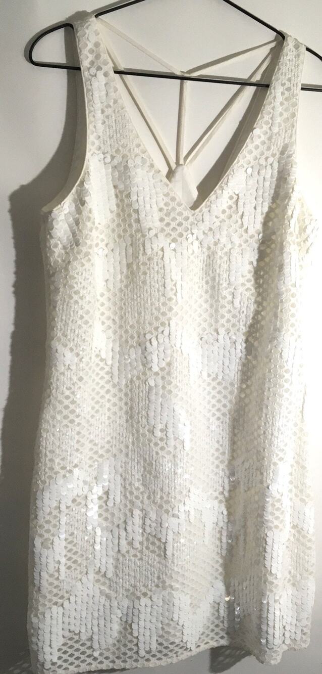 Alice & Trixie by Angela George Women's Size Medium White Sequin Mini Dress